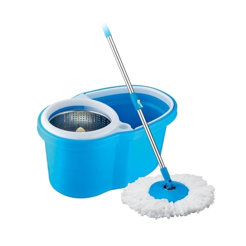 Genérico - Mopa Giratoria 360º Celeste Trapeador Canasto Acero Inoxidable