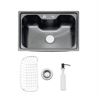 Modern Space - Lavaplatos 60X42 Cm Negro Estilo Riñon + Dispensador