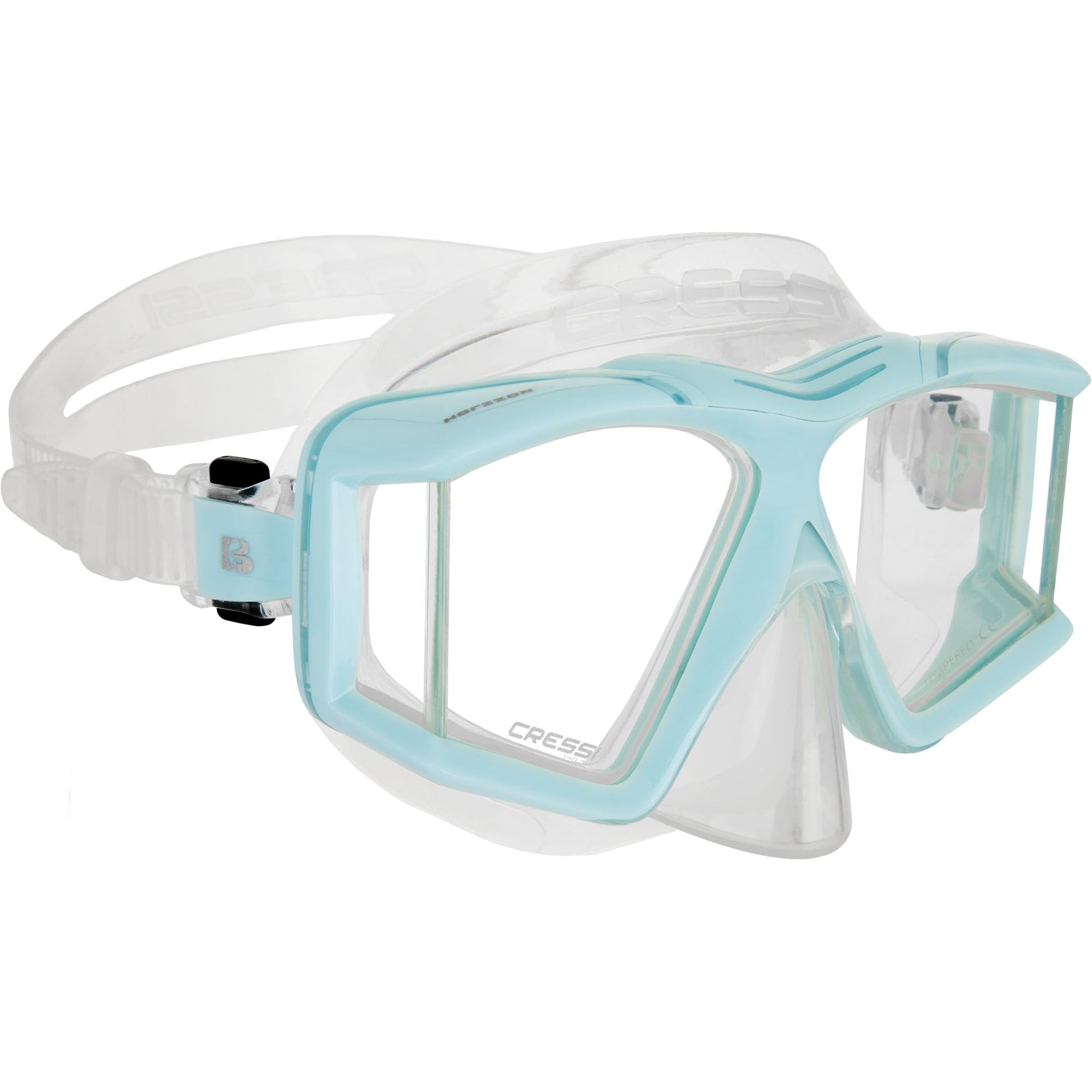 Máscara Cressi Horizon De 4 Lentes, Transparente Y Cian Hielo Para Bucear