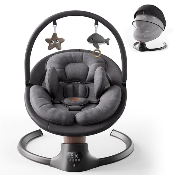 Baby Swing Electric Con 10 Melodías Y 5 Velocidades Color Negro