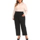 thumbnail image 2 of Agnes Orinda Pantalones Casuales de Negocios Rectos de Talla Grande para Mujer con Bolsillo 3X Negro para Escuela, Universidad, Trabajo de Oficina de Talle Alto, 2 of 6