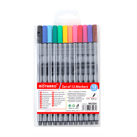 Lapices Tiralineas Fineliner 0,4mm 12 Colores Punta Fina