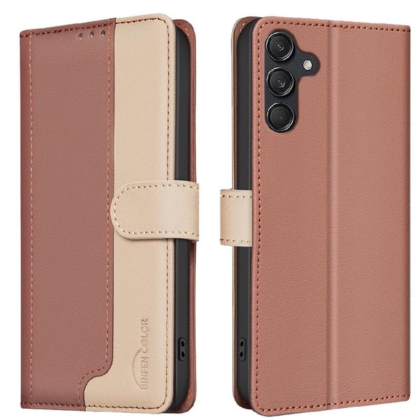 Funda Cartera con Bloqueo RFID para Samsung Galaxy S25 Plus con Ranuras y Soporte Marrón