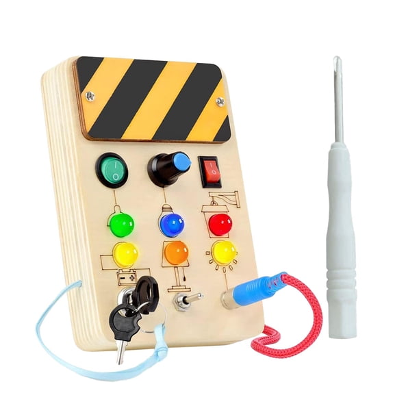 Switch Busy Board Montessori Toys Lights Switch Toy Sensory Travel Toy Habilidades motoras finas para regalos de cumpleaños Actividades Niños 2 3 4 añ Rectángulo con llave