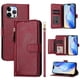 thumbnail image 3 of Funda tipo cartera para iPhone 11 PRO con bolsillo con cremallera, tarjetero, soporte, correa para la muñeca y tapa de cuero Rojo, 3 of 5