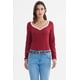 thumbnail image 1 of Polera Mujer Ajustado Cuello V Burdeo, 1 of 4