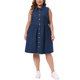 thumbnail image 1 of Vestido de mezclilla sin mangas con solapa y botones para mujer de talla grande de Agnes Orinda, vestido babydoll de verano lindo, midi, talla 4X, azul oscuro, 1 of 6