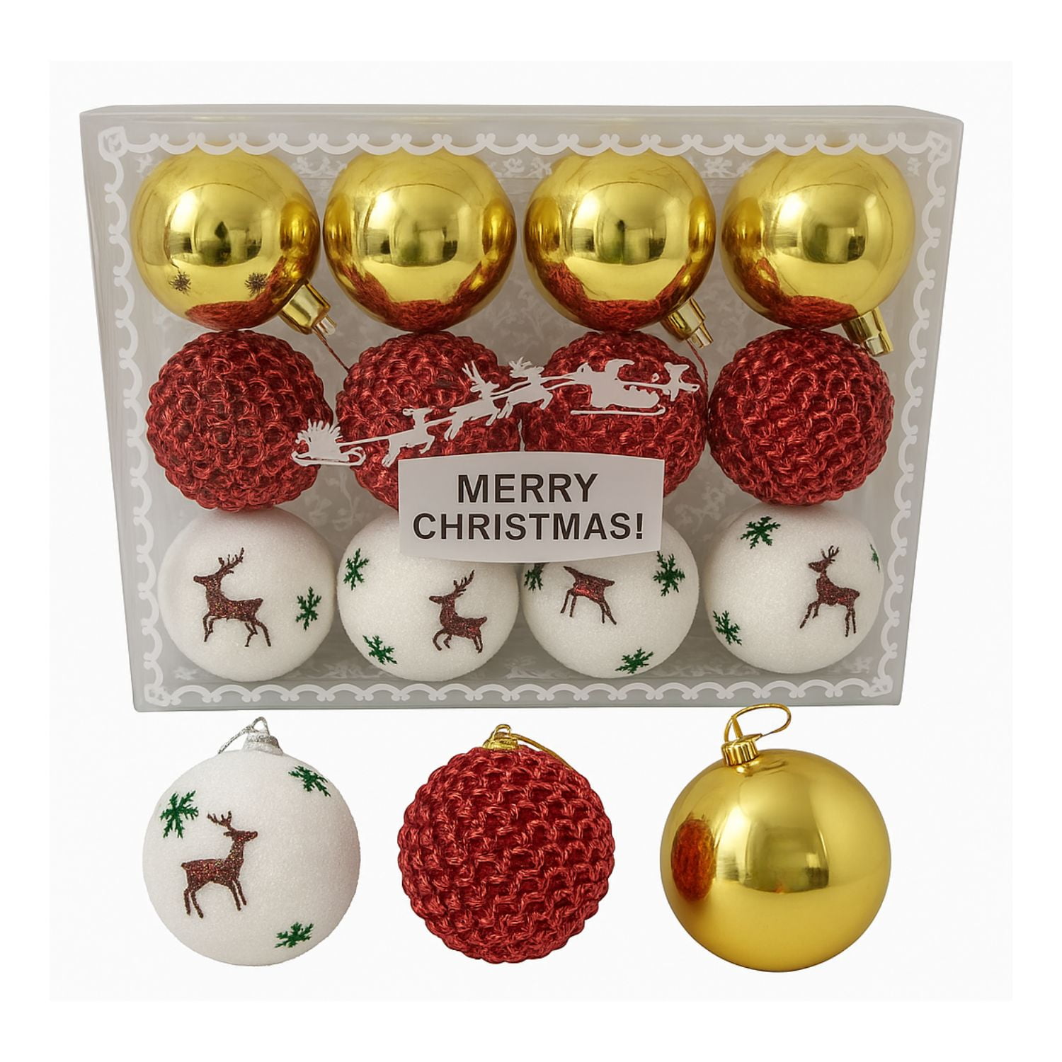 Genérico - 12 Esferas Navideñas Bambalinas 8cm Adorno Decoración Hogar