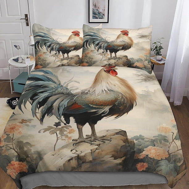 Juego De Ropa De Cama Con Estampado De Gallo Funda Nórdica Funda De Edredón Con Estampado Animal Impreso En 3d 3 Piezas Para Niños Y Adolescentes Funda De Edredón Con Cremallera C