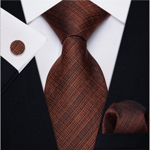 Set Corbata, Pañuelo Y Colleras Café