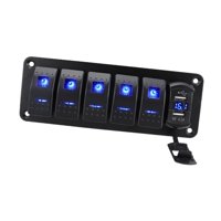 Magideal - Panel De Interruptores Basculantes De 4,2 A Con Cargador Usb Doble, Voltímetro De Aluminio De Alta Resistencia Para Vehículos 6 Pandillas