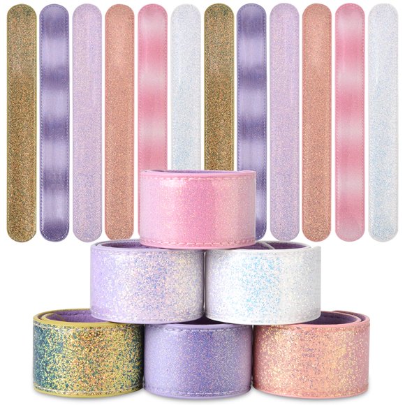 Pulseras Slap EASYLEISURE 12 unidades Colores Pastel con Brillo