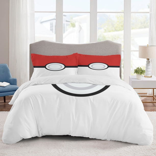 Poke mon Bedding Sets Cartoon Duvet Cover Lightweight 3 Piece Bet Sets for Kids Boys Girls