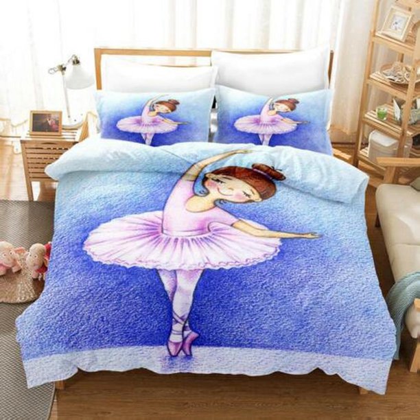 Ballet Girls Quilt Duvet Cover Set Bed Linen Children Bedding Doona Cover3-Piece Bedding Set