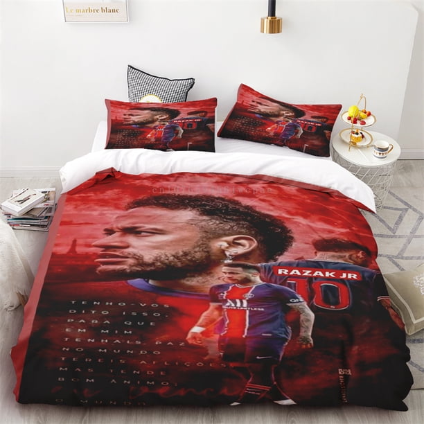 3pcs Duvet Cover Star Neymar One Quilt Cover Two Pillowcases Basketball Lovers Gift Single Double Room Decor