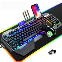 Set Inalámbrico De Teclado Y Ratón Para Juegos Lexonelec Con Alfombrilla Rgb