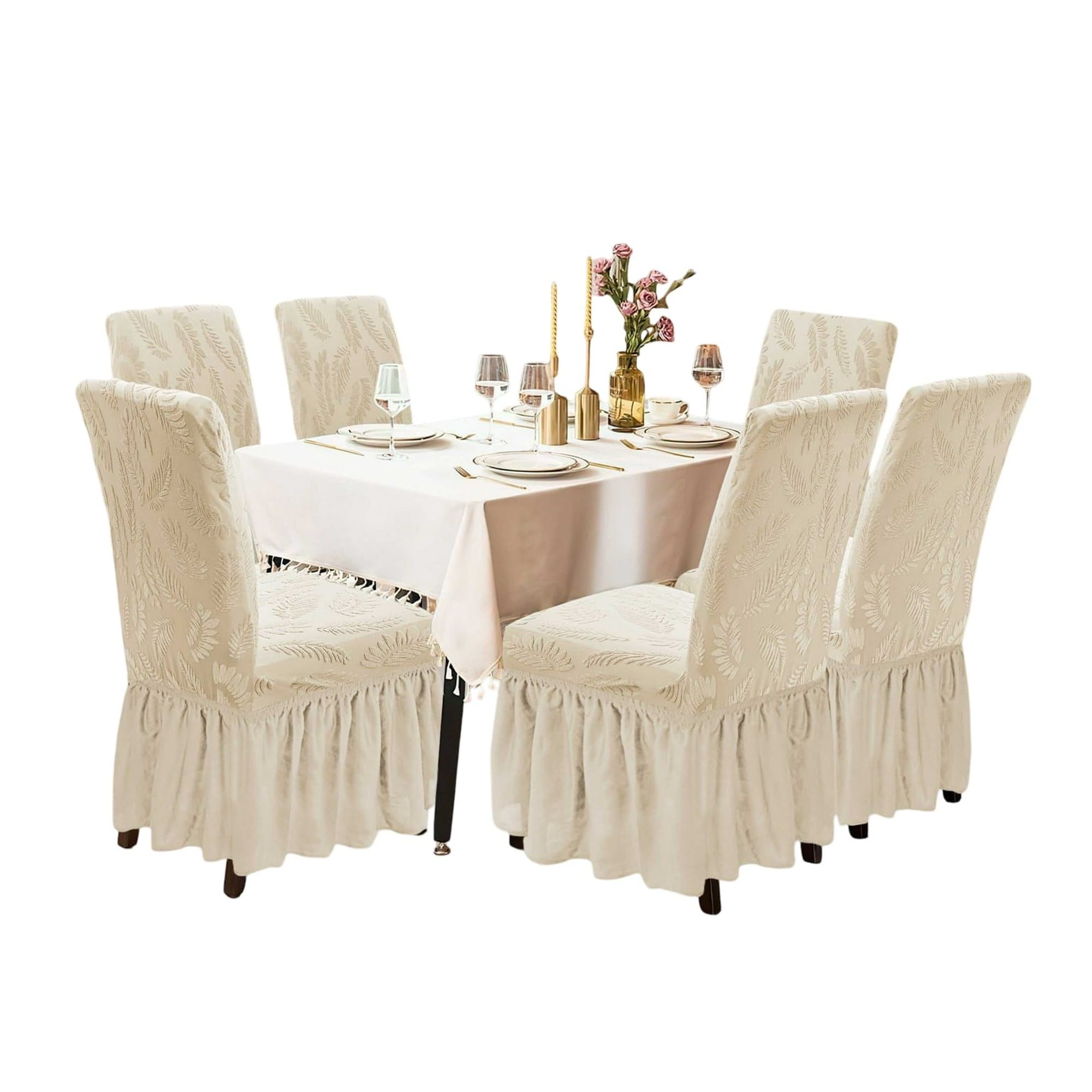 Genérica - Pack 6 Fundas Sillas Turcas Con Diseño Hojas H6