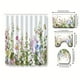 thumbnail image 4 of 1pc Floral Pattern Waterproof Shower Curtain With 12 Hooks, Non-Slip Bathroom Rug, Toilet U-Shape Mat, Toilet Lid Cover Pad, Bathroom Decor, 4 of 5