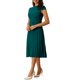 thumbnail image 4 of INSPIRE CHIC Vestido Plisado para Mujer Regreso a Clases Conjunto de Maestra Cuello Simulado Manga Corta con Cinturón Vestidos Línea A XL Verde, 4 of 6