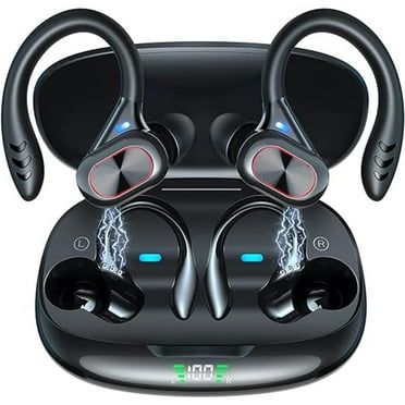 Audífonos Deportivos Inalámbricos, Ip65 Auriculares Bluetooth Inalámbricos Con Cancelación De Ruido Y Micrófono, Pantalla Led, 48 H De Reproducción Prolongada, Negro
