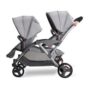 Coche Doble Duo Reclinable 6 Modos En 1 Lubabycas Gris