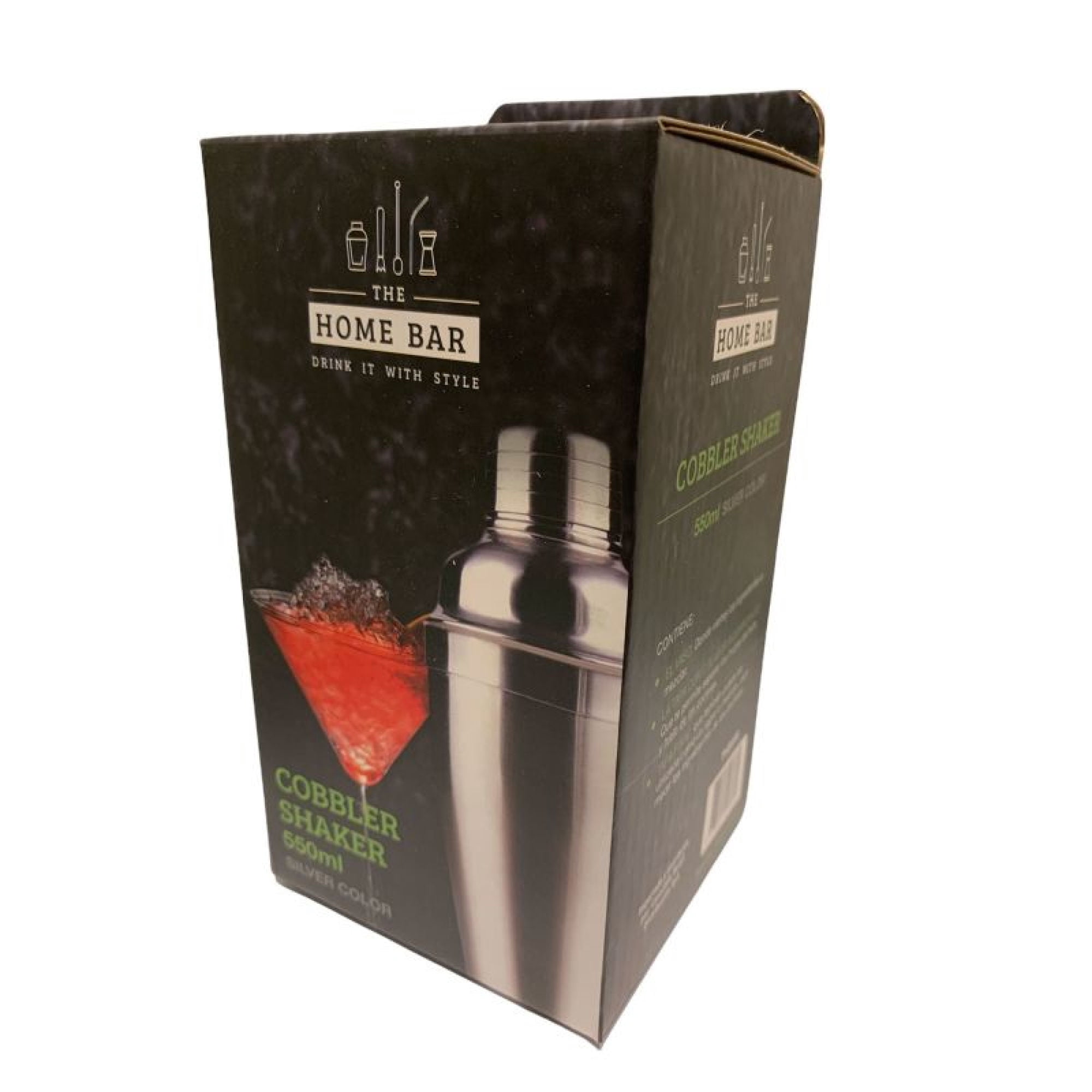 Coctelera Cobbler 550ML 3 Piezas Acero Inoxidable Plateado