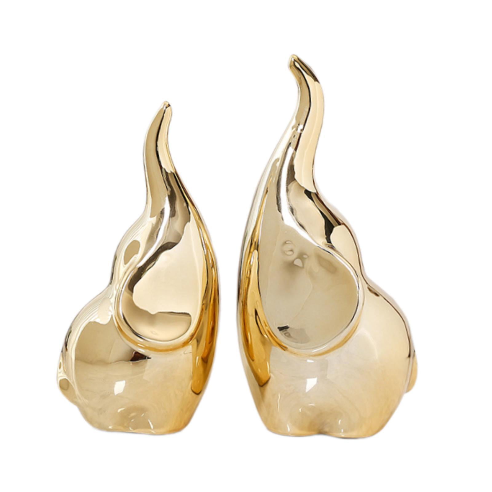 Bothyi - 2x Estatuilla De Elefante Bonita Escultura De Mesa Para Repisa Decorativa De Baño Dorado