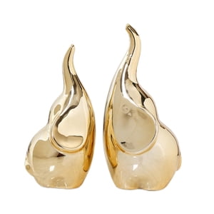 Bothyi - 2X Estatuilla De Elefante Bonita Escultura De Mesa Para Repisa Decorativa De Baño Dorado