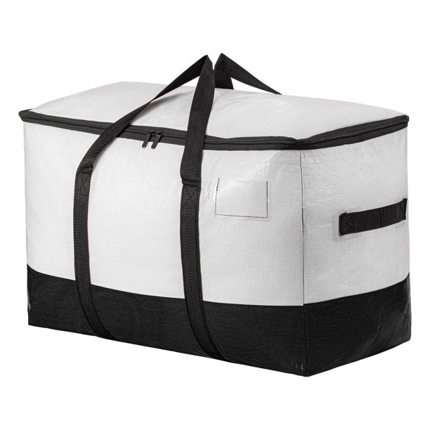 REGALWOVEN Almacenamiento de Ropa, Bolsas de Almacenamiento Plegables, Bolsas de Mudanza para Organizar Ropa, Edredón, Organizadores de Armario con Asas Blanco-Negro 1Pcs