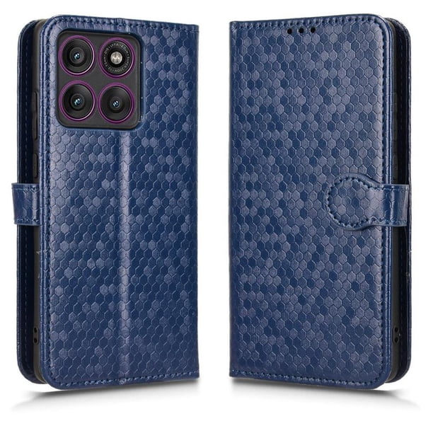 Funda Cartera Lunares Motorola Edge 60 Pro con Tarjetero, Correa y Soporte Azul