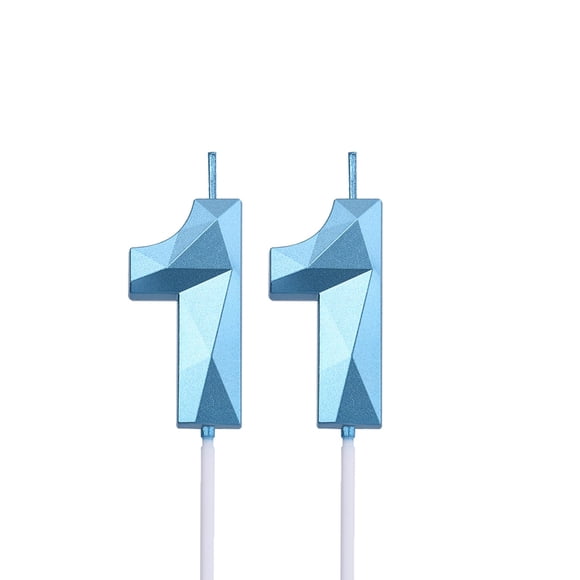 Velas JEVONS Azul 2 uds 1,4 pulg. Número 11 Cumpleaños