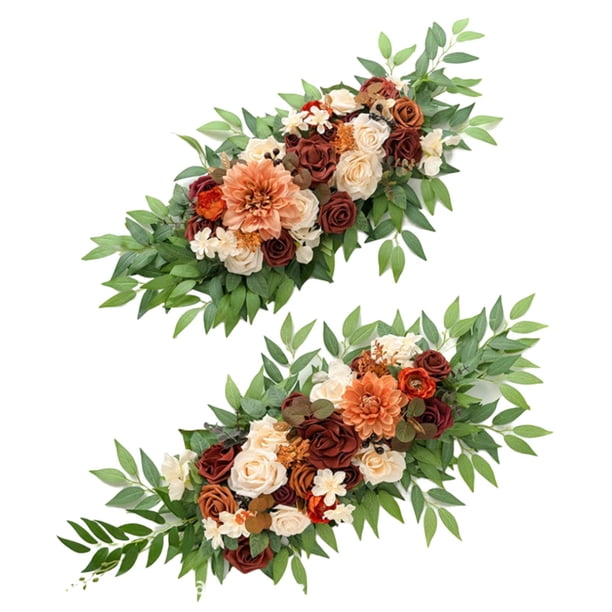 2 uds., de mesa Floral Artificial, centro de mesa, guirnalda, guirnalda colgante, arco de boda, flores para jardín, decoración del banquete de Naranja