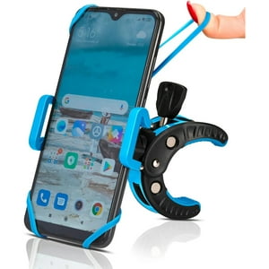 Genérico - Soporte De Teléfono Universal Para Iphone Samsung - Abrazadera De Manillar Para Motocicleta, Scooter, Atv, Barco, Bicicleta De Spinning, Cinta De Correr - Agarre De Teléfono Móvil - Azul
