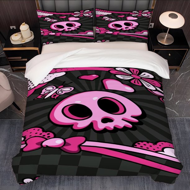 3pcs Halloween Cute Gothic Illustration Themed Printed Exquisite Pattern Bedding Set