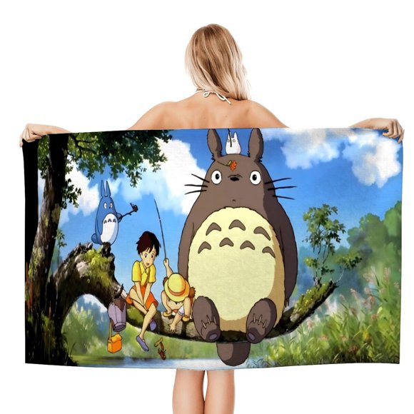 Studio Ghibli Toalla de playa de secado rápido con diseño temático, regalo para mujeres y niñas, ideal para cumpleaños, fans, amantes de la música, uso en la playa o al aire libre, 78 × 180 cm