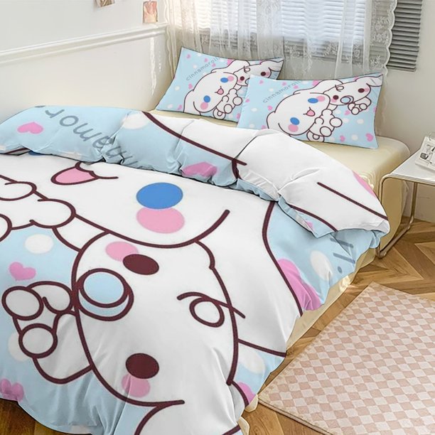 Cute Cinnamoroll Cartoon Character Duvet Cover Set Bedding Set 3D Cartoon Printed Comfortable And Soft Bed Set Room Decor for Bedroom