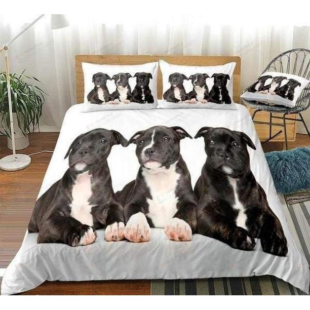 Three Black Dogs Quilt Duvet Cover Set Bedspread Bedding Comforter Cover3-Piece Bedding Set