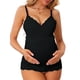 thumbnail image 1 of INSPIRE CHIC Camisetas de Maternidad sin Mangas con Cuello en V para Mujeres, Texturizadas, Elásticas, para Lactancia, Embarazo, con Tirantes Ajustables, Talla Grande, Negro, 1 of 5