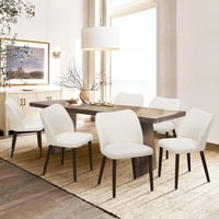 Juego De 6 Sillas De Comedor Colamy De Tela Moderna, Color Beige