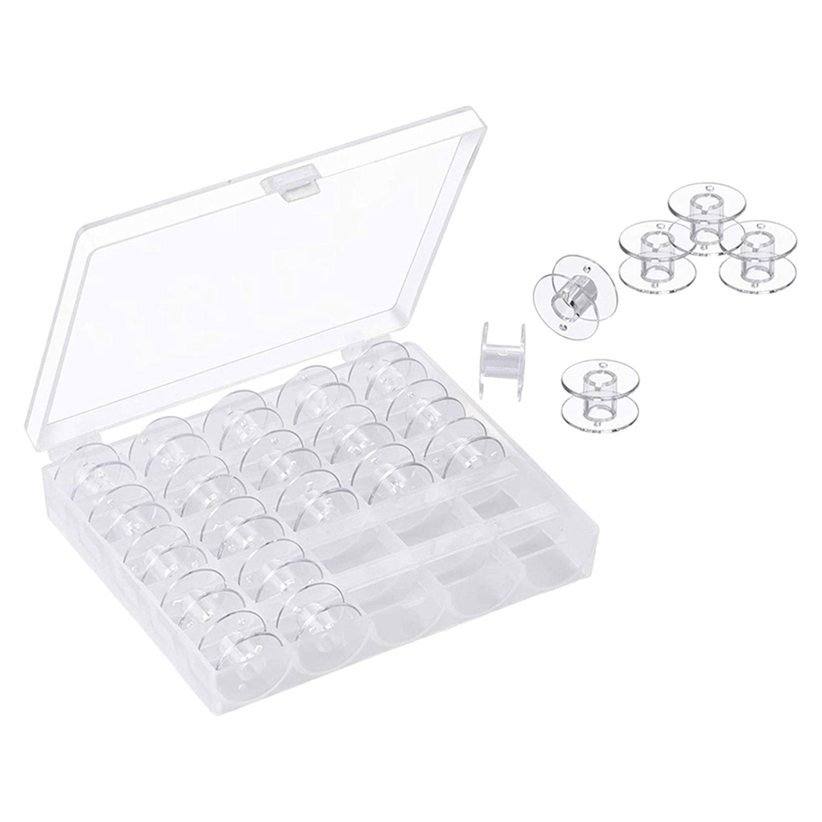 Magideal - 25 Uds Bobinas, Caja De Almacenamiento De Bobinas Para Máquina De Coser Transparente, Organizador De Bobinas Con Estuche De Bobina Para , Bobina De Pp