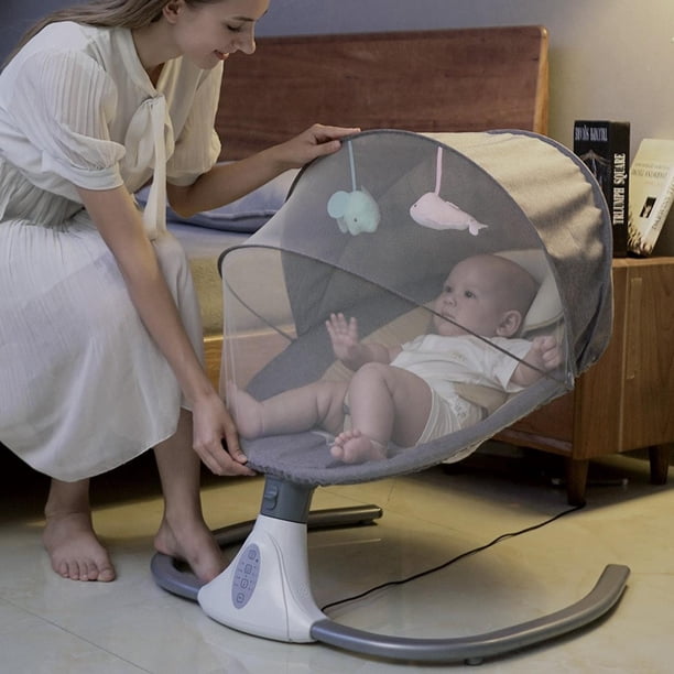 Cuna Bebe Mecedor Eléctrico 3 En 1 Música Silla Mecedora gris