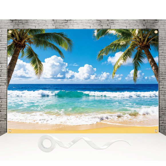 Fondo PURYOUNY 300x210 cm Fiesta Tropical de Playa Luau