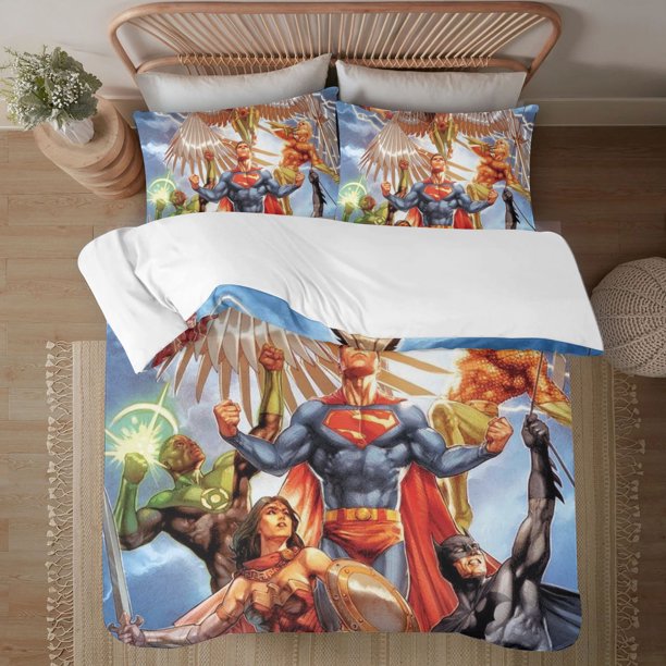 Justice League 3-Piece Bedding Set For Kids Boys Girls Adult Cartoon Warm Cute Fashion Holiday Present Gift Bed Sheets