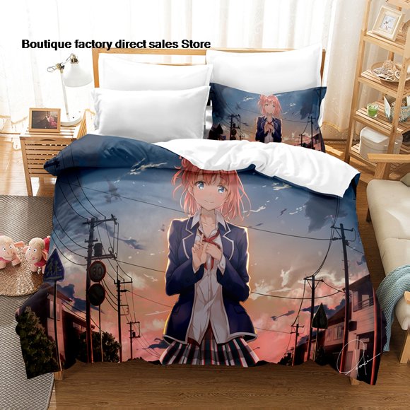 Yahari Ore no Seishun Love Comedy wa Bedding Set Single Twin Full Queen King Size Bed Set Aldult Kid Bedroom Duvetcover Sets Bed Sheets