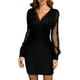 thumbnail image 1 of Vestido de manga larga para mujer, elegante, corto, ajustado, de encaje, cruzado, 1 of 7