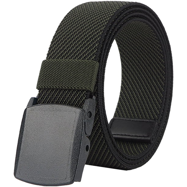 Cinturones elásticos para hombres y mujeres sin hebilla de plástico de metal para trabajo y viajes, 130cm, Verde Militar