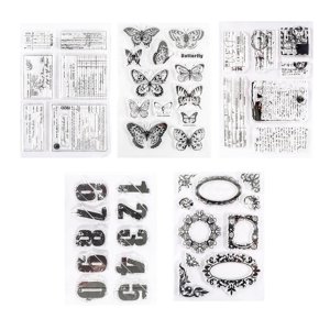 Magideal - Sellos Mixtos, Suministros Para Manualidades Con Números De Mariposas, Sello De Goma Para Álbum De Recortes, Tarjeta Para Álbum De Fotografía