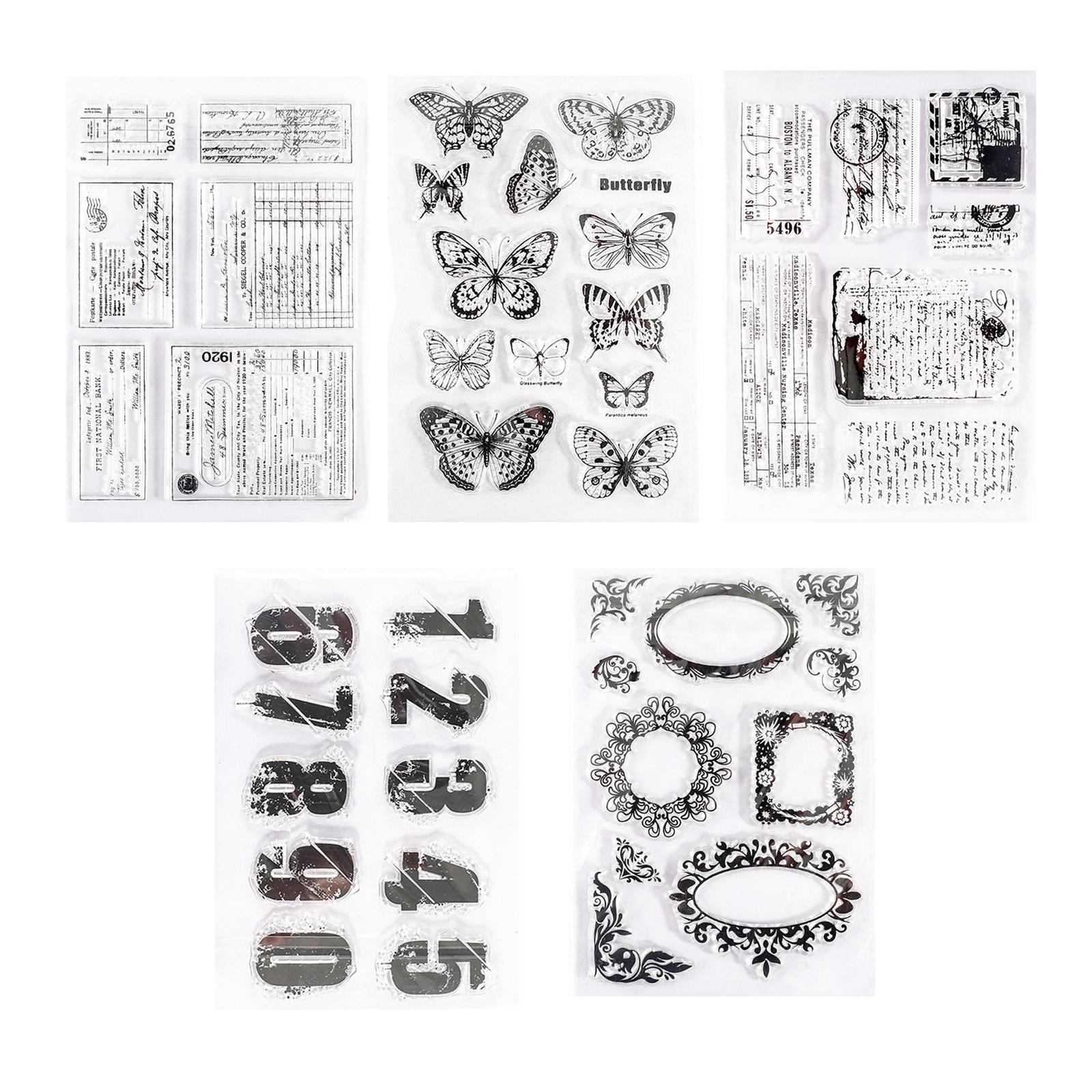 Magideal - Sellos Mixtos, Suministros Para Manualidades Con Números De Mariposas, Sello De Goma Para Álbum De Recortes, Tarjeta Para Álbum De Fotografía