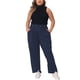 thumbnail image 1 of Pantalones Palazzo de Talla Grande para Mujer de Agnes Orinda, Cintura Alta Elástica, Pierna Ancha con Bolsillo 1X Azul Marino, 1 of 6
