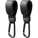 thumbnail image 1 of Ganchos para cochecito de bebé Gugu, multiusos, para bolsas de la compra, para colgar bolsas de pañales, correas de cuero vegano premium (2 unidades, negro), 1 of 3